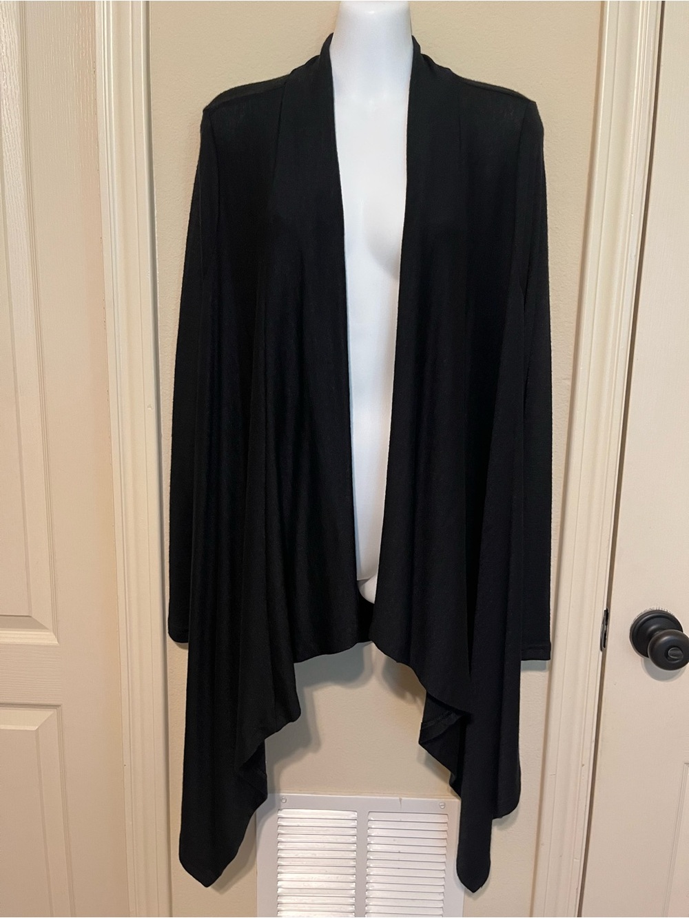Banana Republic Luxespun Black Open-Front Draped Long Sleeve Cardigan SMALL